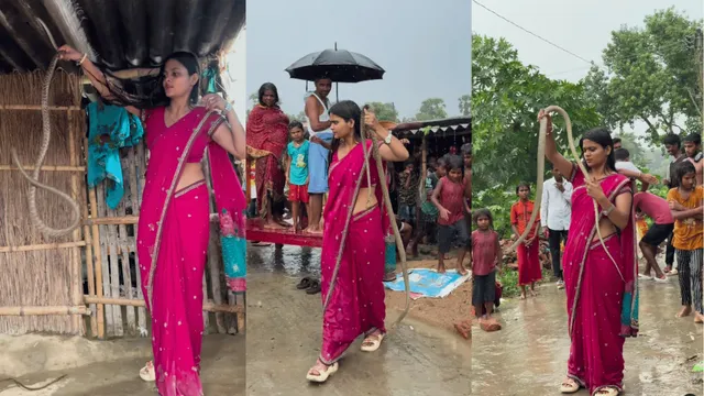 saree-clad-woman-catches-giant-rat-snake-her-sizzling-looks-set-internet-on-fire-viral-video